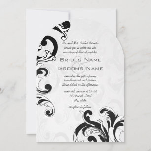 Royal Black Swirls Wedding Invitations