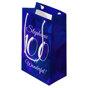 Royal Blue 100 and Wonderful Birthday Party Small Gift Bag
