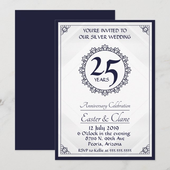 Royal Blue 25th Anniversary Invite (Front/Back)