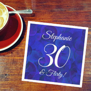 Royal Blue 30 and Flirty Birthday Party Napkin