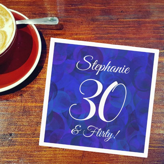 Royal Blue 30 and Flirty Birthday Party Napkin (Creator Uploaded)