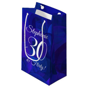 Royal Blue 30 and Flirty Birthday Party Small Gift Bag