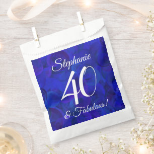 Royal Blue 40 and Fabulous Birthday Party Favour Bags