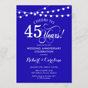 Royal Blue 45th Wedding Anniversary Invitation