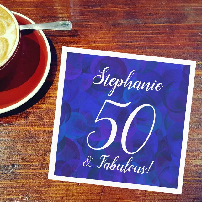 Royal Blue 50 and Fabulous Birthday Party Napkins (Creator Uploaded)