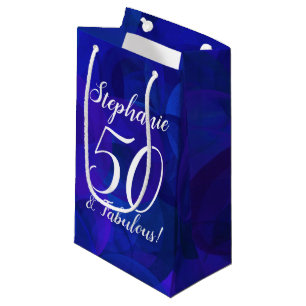 Royal Blue 50 and Fabulous Birthday Party Small Gift Bag