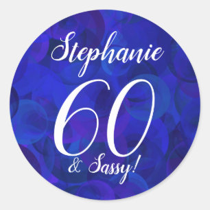 Royal Blue 60 and Sassy Birthday Favour Classic Round Sticker