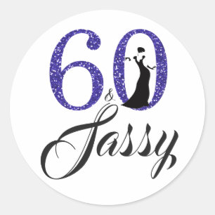 Royal Blue 60 and Sassy Typography 60th Birthday Classic Round Sticker