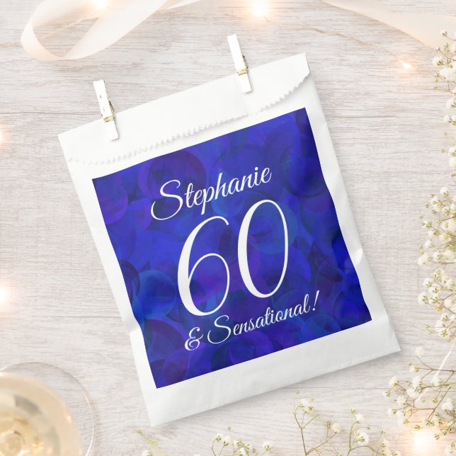 Royal Blue 60 and Sensational Birthday Party Favour Bags (Clipped)