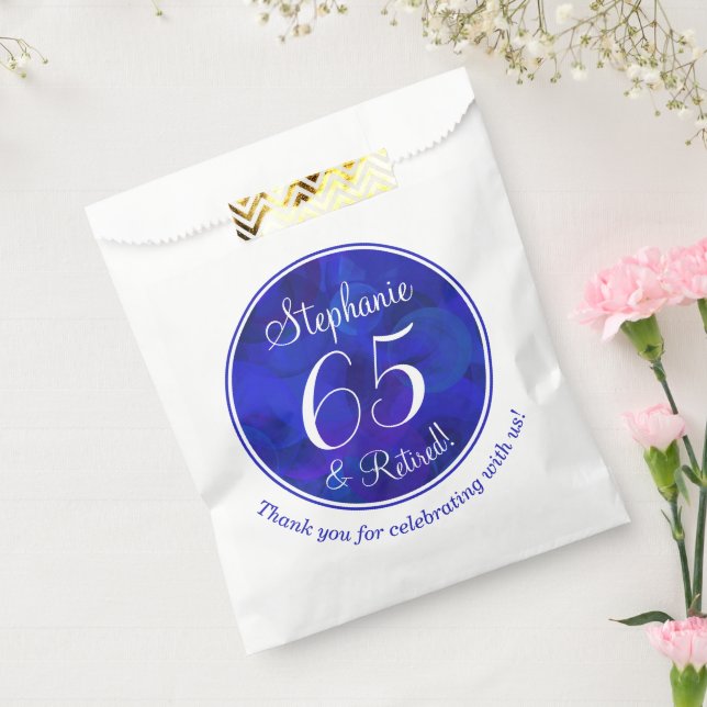Royal Blue 65 and Retired Retirement Party Favour Bags (Sealed)
