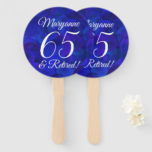 Royal Blue 65 and Retired Retirement Party Hand Fan