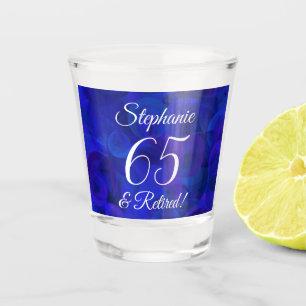 Royal Blue 65 and Retired Retirement Shot Glass