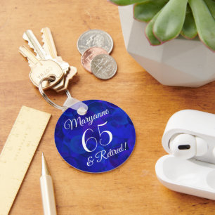 Royal Blue 65 & Retired Retirement Key Ring