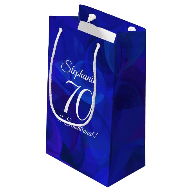 Royal Blue 70 and Sensational Birthday Party Small Gift Bag (Back Angled)