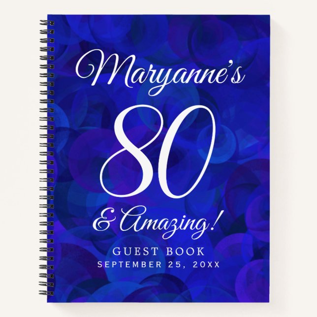 Royal Blue 80 and Amazing Birthday Party Notebook (Front)