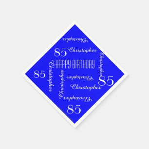 Royal Blue 85th Birthday Party Repeat Names, Paper Napkin