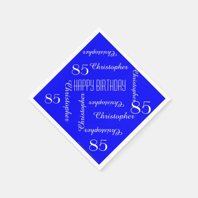 Royal Blue 85th Birthday Party Repeat Names, Paper Napkin (Corner)