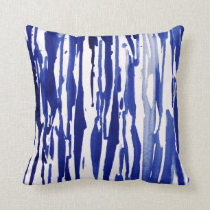 Royal Blue Abstract Stripes Cushion