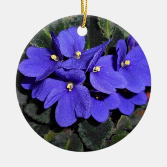 Royal Blue African Violet Ceramic Tree Decoration (Front)