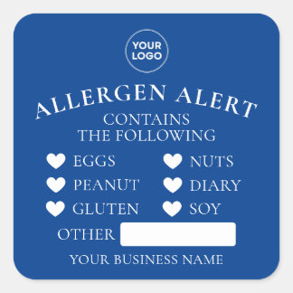 Royal Blue Allergy Alert Bakery Cake  Food Sticker