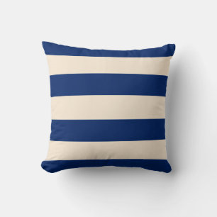 Royal Blue and Antique White Stripes Cushion