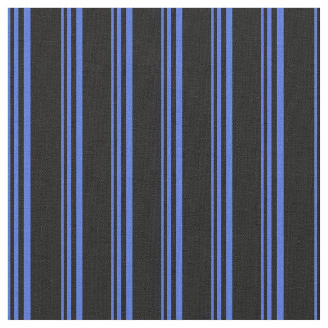 Royal Blue and Black Coloured Stripes Pattern Fabric (Close Up)