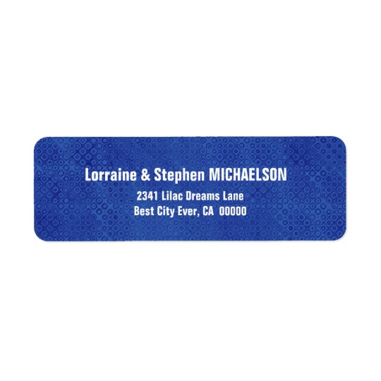 Royal Blue and Black Modern Op Art Dots S317 Return Address Label