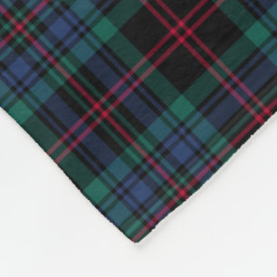 Royal Blue and Black Plaid Daly Tartan Fleece Blanket