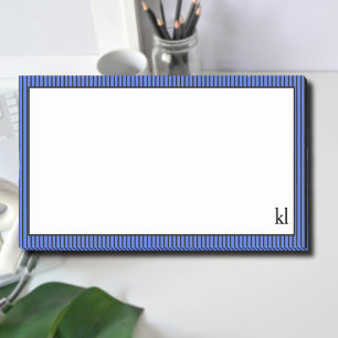 Royal Blue and Black Striped Border Monogram Post-it Notes