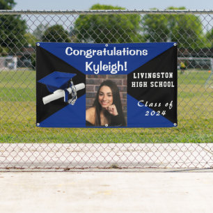 Royal Blue and Black Vinyl Graduation Photo Banner