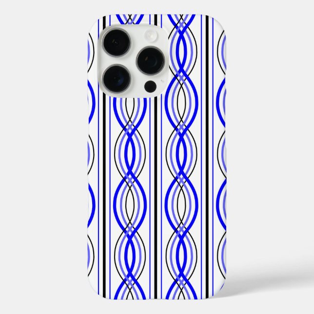 royal blue and black wavy lines iPhone case (Back)