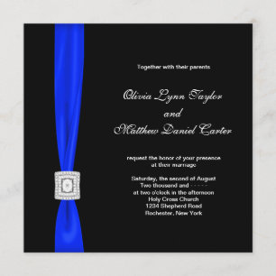 Royal Blue and Black Wedding Invitation
