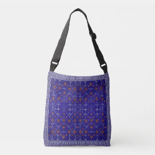 Royal Blue and Bronze Celestial Tribal Kilim Crossbody Bag