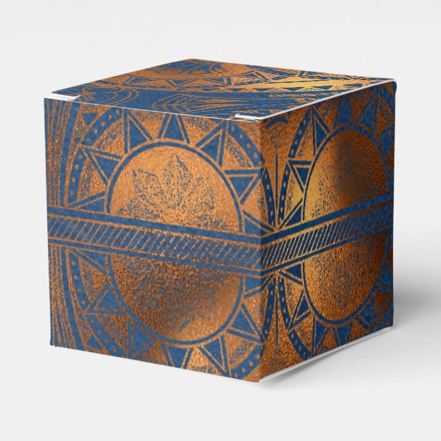 Royal Blue and Copper Gold Foil Egyptian Party Favour Box (Front Side)