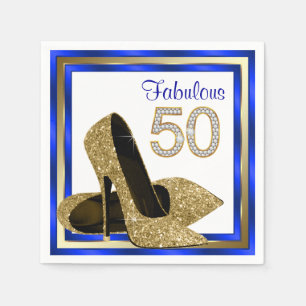 Royal Blue and Gold Birthday Party Napkin