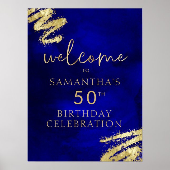 Royal Blue and Gold Birthday Welcome Poster 18x24 (Front)
