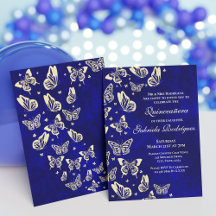 Royal Blue and Gold Butterfly 15th birthday Party