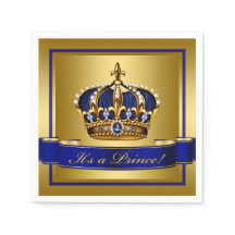 Royal Blue and Gold Crown Baby Shower