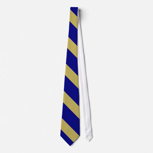 Royal Blue and Gold Diagonal Stripes Tie (Front)