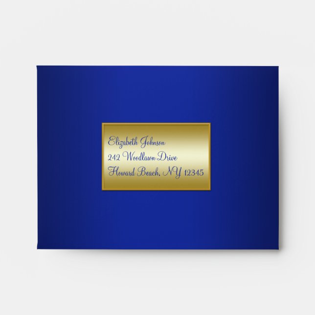 Royal Blue and Gold Envelope for RSVP Cards (Front)