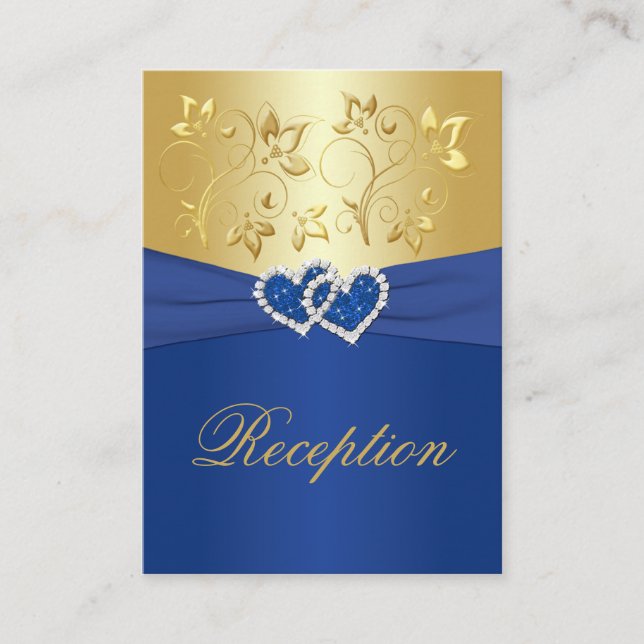 Royal Blue and Gold Floral Enclosure Card (Front)