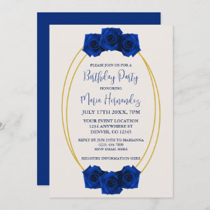 Royal Blue and Gold Geometric Birthday Invitation