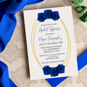 Royal Blue and Gold Geometric Bridal Shower Invitation