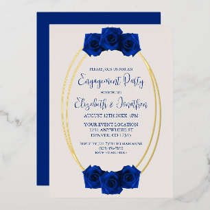 Royal Blue and Gold Geometric Engagement Party