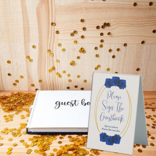 Royal Blue and Gold Geometric Quinceañera