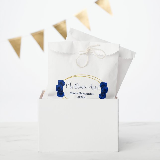 Royal Blue and Gold Geometric Quinceañera Favour Bags (Party)