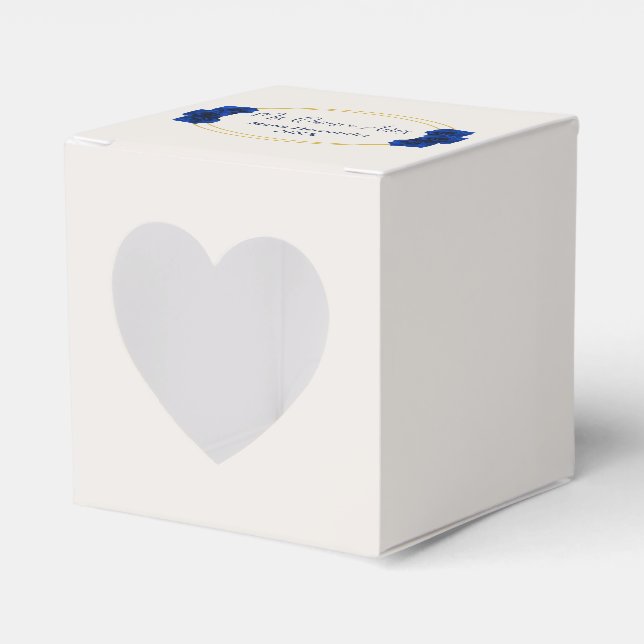 Royal Blue and Gold Geometric Quinceañera Favour Box (Front Side)