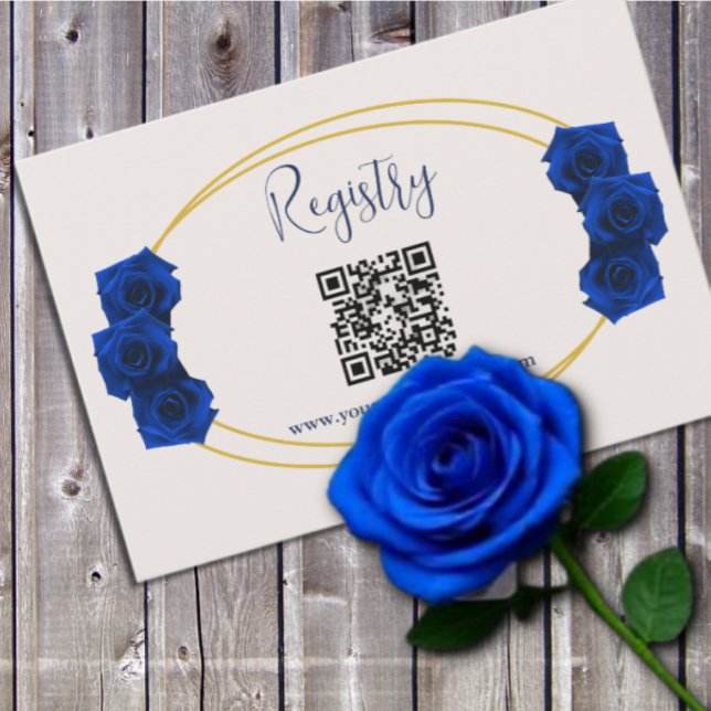 Royal Blue and Gold Geometric Quinceanera Registry Enclosure Card (Creator Uploaded)