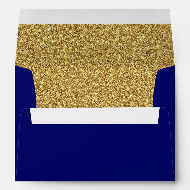 Royal Blue and Gold Glitter Envelope (Back (Bottom))