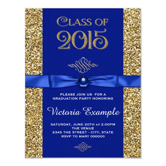 Royal Blue and Gold Graduation Announcements